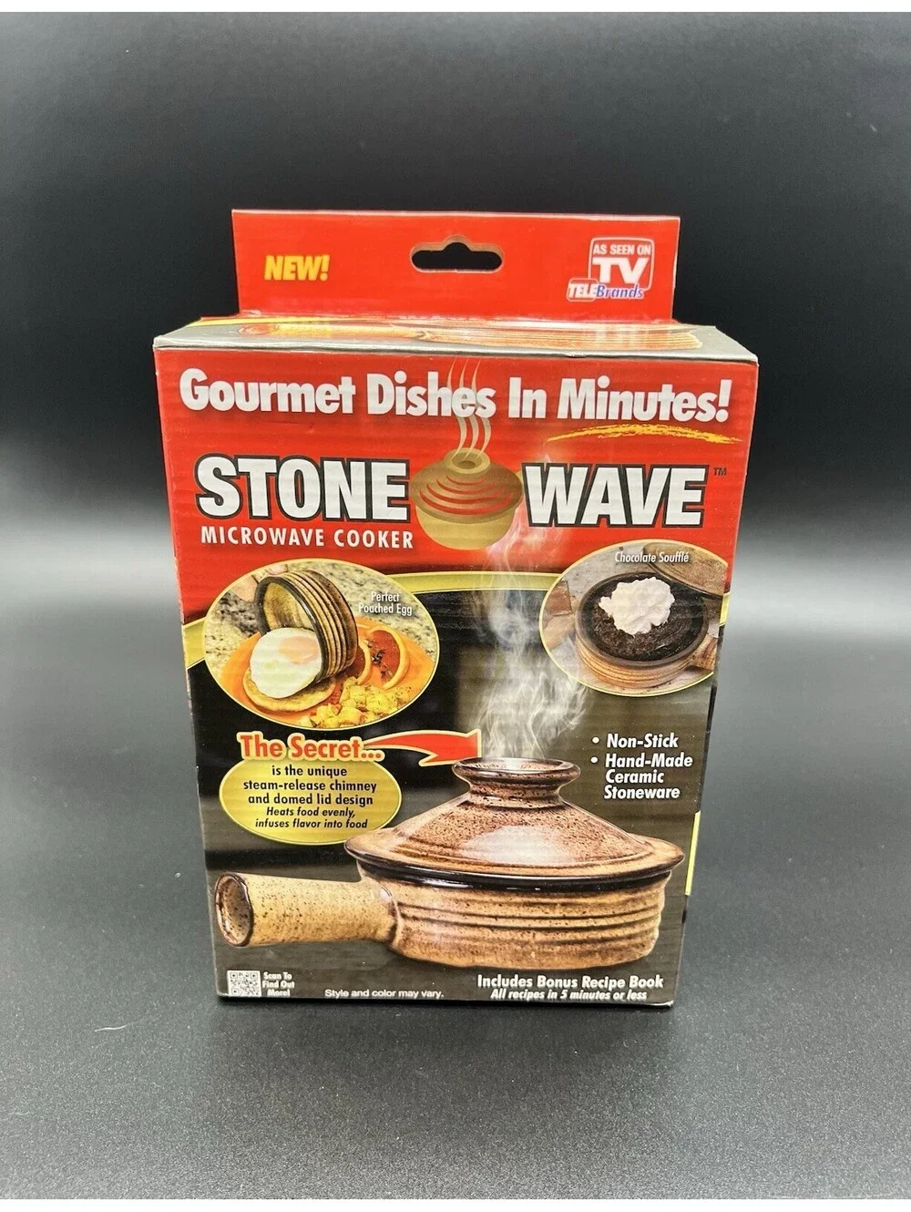 Stone Wave Microwave Cooker Seen On TV Ceramic Pot & Recipe Book NEW